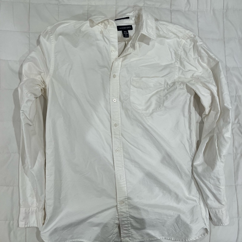 White Cotton Long Sleeve Button Down